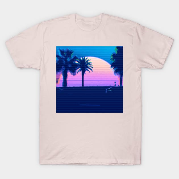 vaporwave palms sunset T-Shirt by lofi_retrowave